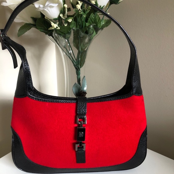 Gucci Handbags - Vintage Gucci Red Fabric & Leather Jackie O Bag